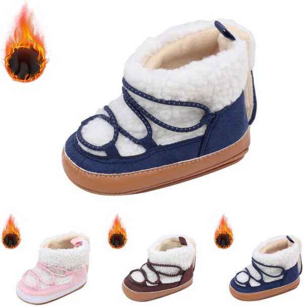 SRTUMEY Kids Baby Girls Warm Snow Boots Kids Snow Boot Fur, Kids Winter Boots Thermal Kids Fleece Lining Snow Boots Baby Boys Girls Non Slip Boby Boots Toddler Outdoor Warm Walking Shoes - Image 4