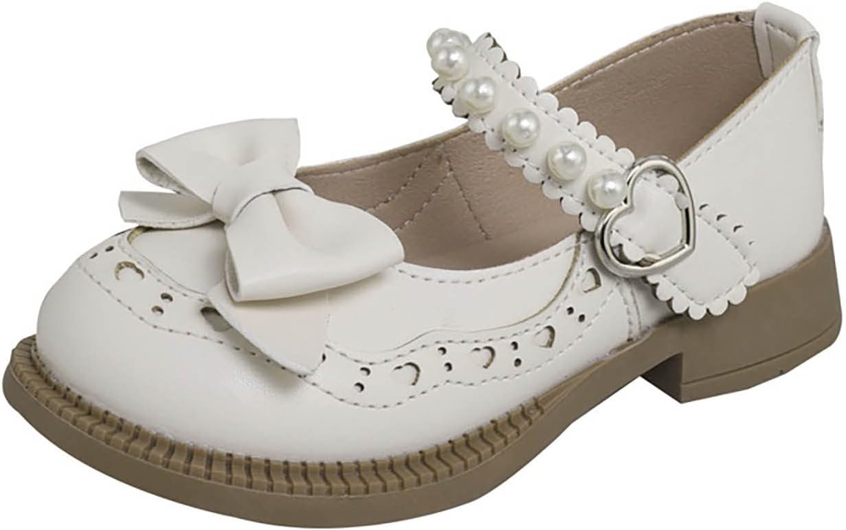 1744280927_511ZhTPP7AL._AC_SL1500_.jpg Sneaker Roller for Girls Kids Baby Girls Bow Small Leather Shoe Single Shoes Summer New Lightweight Soft Breathable Non Slip Solid Color Bow Fashion Casual Children's Shoes (White, 11 Little Child) - Image 1