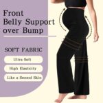 BIOECEUA Women Maternity Flared Leggings Over Bump, High Waisted Soft Stretch Belly Support Pregnancy Trousers with Pockets, Wide Leg Bootcut Yoga Pants for Gym Yoga Workout Casual - Image 2