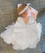 LZH Baby Girls Ruffle Lace Backless with Headwear,Bowknot Flower Dresses Pageant Party Wedding - Image 3
