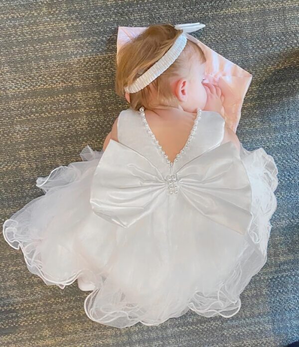 LZH Baby Girls Ruffle Lace Backless with Headwear,Bowknot Flower Dresses Pageant Party Wedding - Image 3