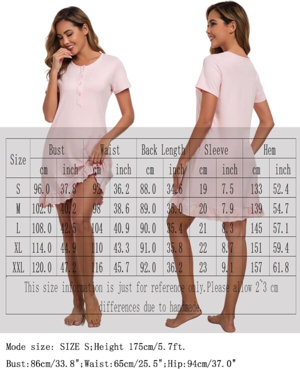 Beuwltpa Women's Nighties Button Up Maternity Nightdress Nightshirts Short Sleeve Ladies Nightwear Ruffle Hem Soft Nursing Nightgown - Image 7