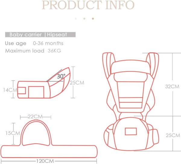 SONARIN 3 in 1 Multifunction Hipseat Baby Carrier,Front and Back,100% Cotton,Ergonomic,Easy Mom,Adapted to Your Child's Growing(Pink) - Image 5