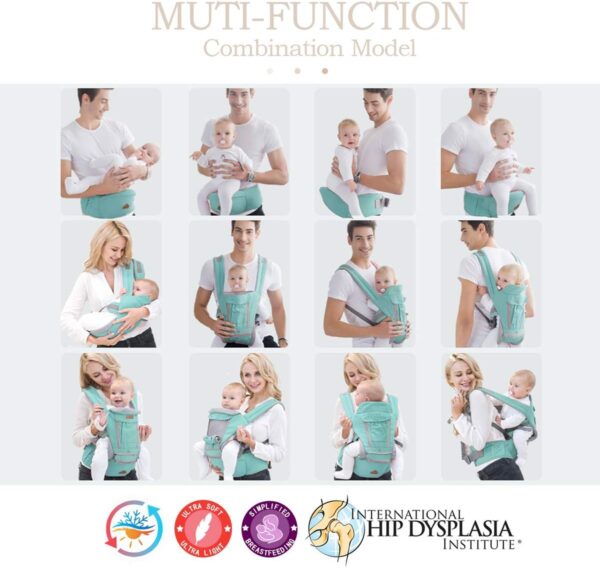 SONARIN 3 in 1 Multifunction Hipseat Baby Carrier,Front and Back,100% Cotton,Ergonomic,Easy Mom,Adapted to Your Child's Growing(Pink) - Image 7