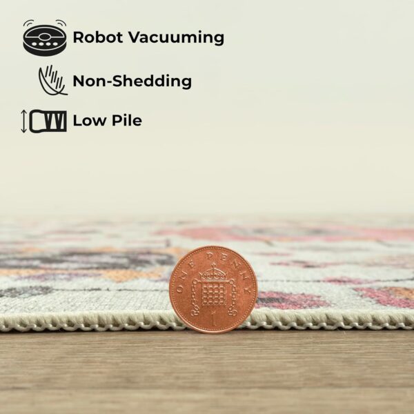 Arty Rugs Machine Washable Rug, 240x330cm, 75% Recycled Cotton, Short Pile, Non-Slip Backing, Non-Shedding, Area Rugs for Living Room, Bedroom, Kitchen, Hallway, Office, Ivory & Pink - Image 4