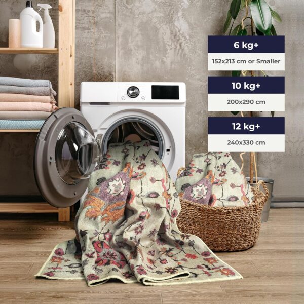 Arty Rugs Machine Washable Rug, 240x330cm, 75% Recycled Cotton, Short Pile, Non-Slip Backing, Non-Shedding, Area Rugs for Living Room, Bedroom, Kitchen, Hallway, Office, Ivory & Pink - Image 5