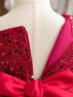 miço kids Baby Girls Sequin One-Shoulder Princess Dress | Burgundy Tulle Party Gown | Flower Girl, Birthday, Wedding & Dress - Image 3