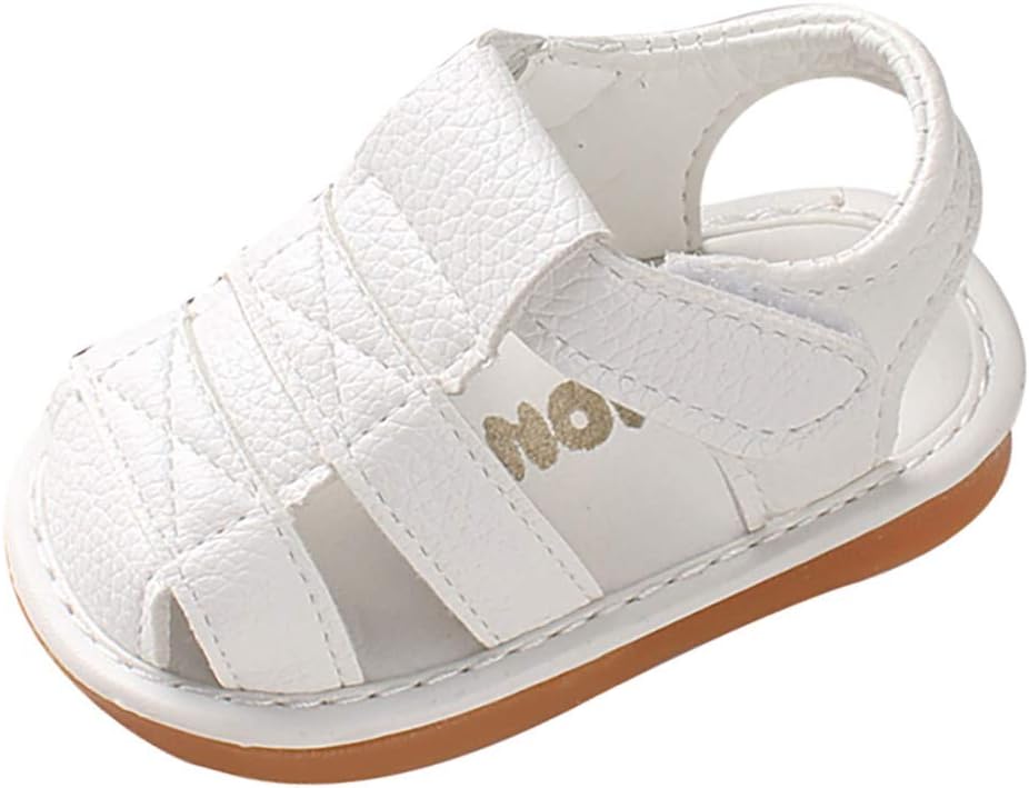 1744350258_51a7oYqWKWL._AC_SL1024_.jpg LUCKME Baby Girls Boys Sandals Closed Toe Leather Sandals Soft Sole Summer Beach Sandals Flats Velcro First Walking Shoes for Newborn Infant Toddler Kids 3-18 Months - Image 1