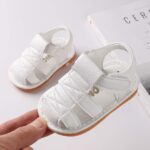 LUCKME Baby Girls Boys Sandals Closed Toe Leather Sandals Soft Sole Summer Beach Sandals Flats Velcro First Walking Shoes for Newborn Infant Toddler Kids 3-18 Months - Image 2