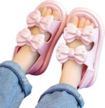 Baby Infant 𝗣ink Bow Pearl Foam Sandals With Strap Summer Casual Toddler Girls Flat Wide Shoes Slip On Shower Loafers Anime Shoes For Girls 10-12 Barefoot Toddler Shoes(White, 12.5 Little Child) - Image 3