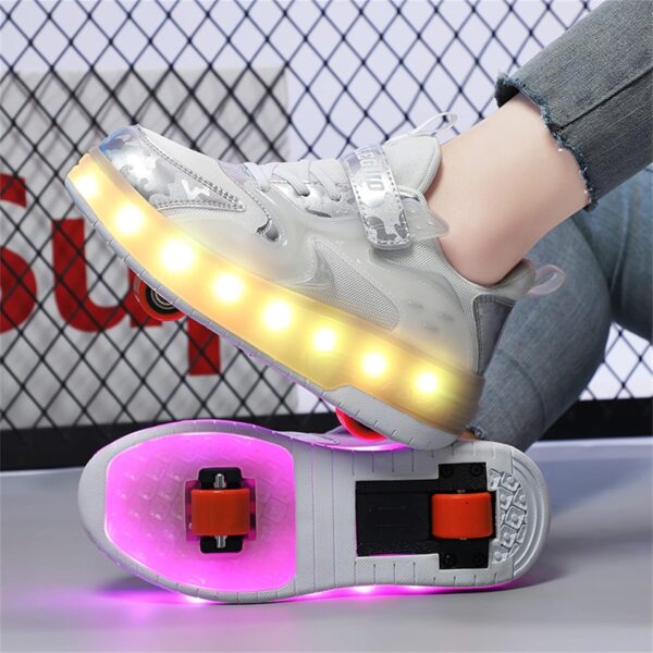 LED Light-Up Roller Skate Shoes with Retractable Wheels-Stylish Trainers for Boy, Girl, Kids, USB Rechargeable, Shiny Luminous Sneakers - Perfect for Party, Birthday, Christmas, Enhanced Safety - Image 7