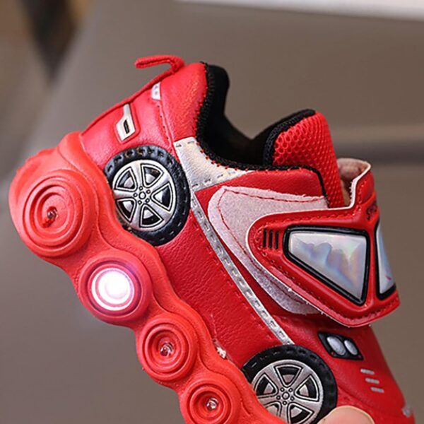 Light Up Toddler Boys Shoes Car Pattern LED Luminous Sport Sneaker Little Fashion Cute Soft Sole Toddler Athletic Shoes Non Slip Walking Shoes Low Top Casual Sneaker - Image 7