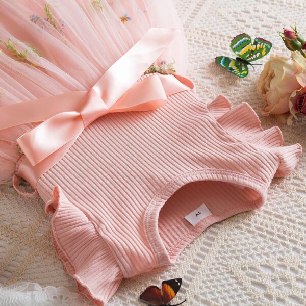 JiAmy Girls' Dresses Ribbed Knit Tulle Dresses Sequin Spring Flying Sleeves Rainbow Kids Dress for 1-6 Years Old - Image 6