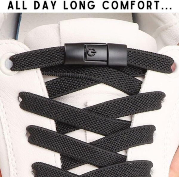 TEEZY No Tie Shoe Laces for Trainers | Premium Elastic Weave & Quick Lock Buckle | Flat Shoe Laces For Adults & Kids | Elastic Shoelaces Black White Laces No Tie | ORIGINAL - Image 5