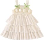 RWYBEYW Toddler Baby Girl Sleeveless Princess Dress Floral Bows Layered A-Line Dress Summer Beach Sundress Birthday Party Dresses