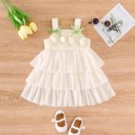 RWYBEYW Toddler Baby Girl Sleeveless Princess Dress Floral Bows Layered A-Line Dress Summer Beach Sundress Birthday Party Dresses - Image 3