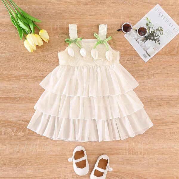 RWYBEYW Toddler Baby Girl Sleeveless Princess Dress Floral Bows Layered A-Line Dress Summer Beach Sundress Birthday Party Dresses - Image 3