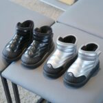 Toddler Boys Girls Snow Boots Baby Boy Fall Warm F𝘂r Lined Boots Winter Wa𝘁erproof Outdoor Ankle Booties Non Slip Shoes for Baby Toddler School Classic 𝗢xford Boots (Silver, 6 Toddler) - Image 6