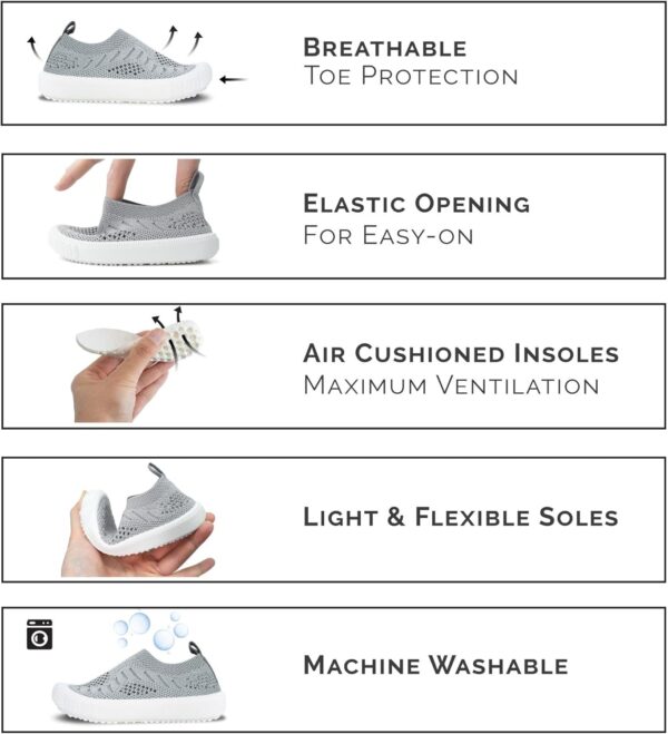 JAN & JUL Baby Toddlers Kids Boys Girls Light-Weight Breathable Breeze Knit Sneakers, Non-Slip Air Cushion Soles, Slip-on Shoes - Image 3