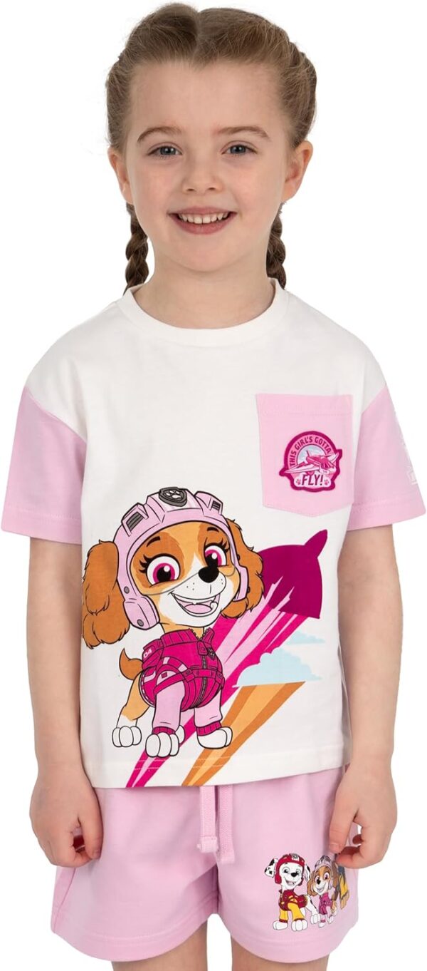 Paw Patrol Girls Tshirt And Shorts | Skye Kids Clothes | Skye Cotton T Shirt And Girls Shorts | Ages 18 Months To 8 Years - Image 2