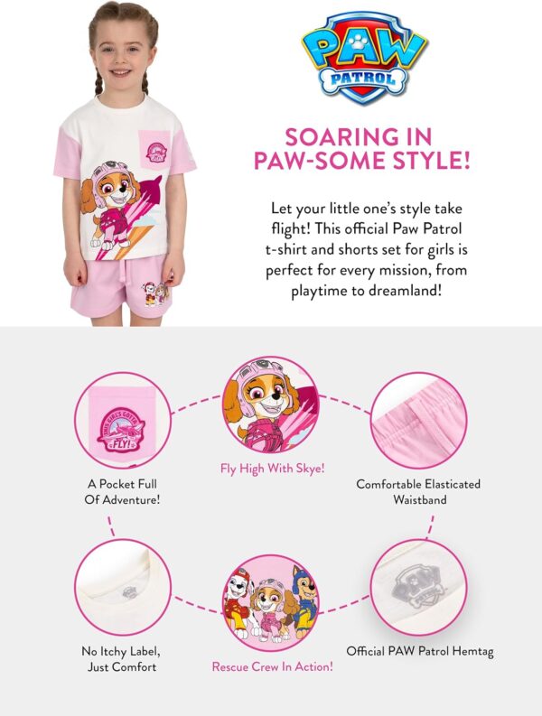 Paw Patrol Girls Tshirt And Shorts | Skye Kids Clothes | Skye Cotton T Shirt And Girls Shorts | Ages 18 Months To 8 Years - Image 6