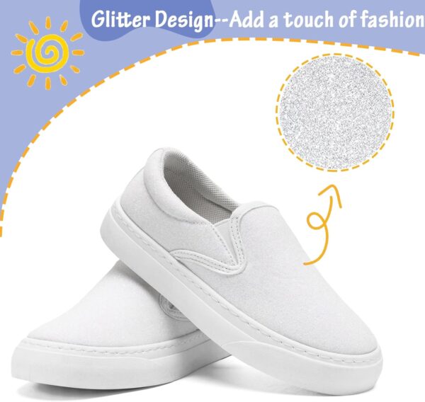 maxvinci Girls Canvas Slip On Shoes Kids Glitter Pumps Plimsolls Causal Trainers Breathable Flat Sneakers for Little/Big Kids - Image 2
