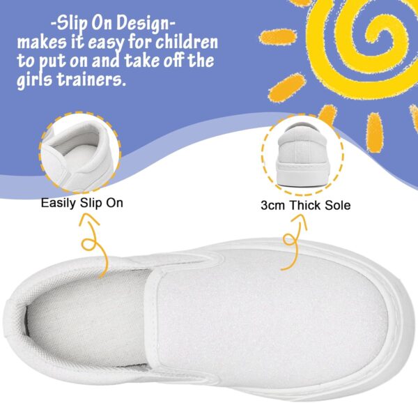 maxvinci Girls Canvas Slip On Shoes Kids Glitter Pumps Plimsolls Causal Trainers Breathable Flat Sneakers for Little/Big Kids - Image 5