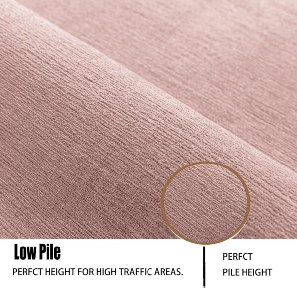 Ceneco Pink Rugs for Bedrooms,Short Pile Rugs Lving Room,Non Slip Washable Bedside Rug,Soft Low Pile Rug for Kids Room,Office,Lounge Soft Carpet (Pink, 120×160cm) - Image 2