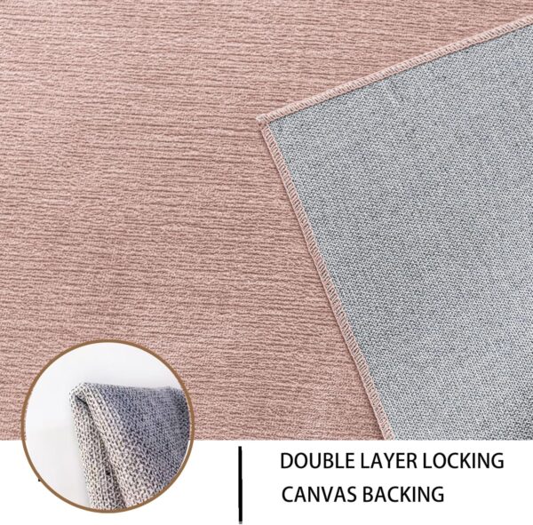 Ceneco Pink Rugs for Bedrooms,Short Pile Rugs Lving Room,Non Slip Washable Bedside Rug,Soft Low Pile Rug for Kids Room,Office,Lounge Soft Carpet (Pink, 120×160cm) - Image 3