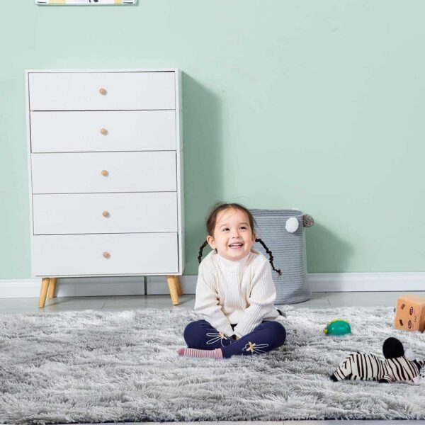 GISIONLARI Rugs Living Room Soft Bedroom Rug Fluff Area Rugs Shaggy Carpets Non-Slip Modern Luxury Fur Carpet for Kids Room Comfy Home Decor Floor Mat (Grey White, 120 x 170 cm) - Image 6