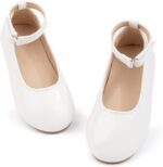 CENCIRILY Toddler Little Girl Mary Jane School Shoes Soft Anti-Slip Sole Hook and Loop Wedding Dress Flat