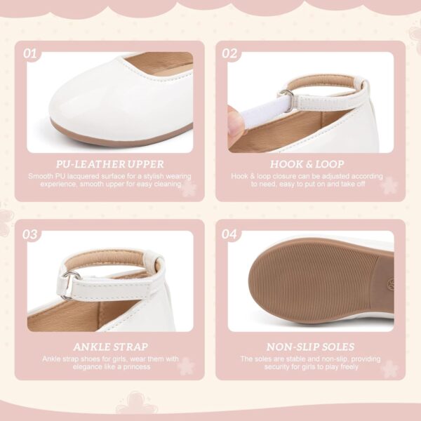 CENCIRILY Toddler Little Girl Mary Jane School Shoes Soft Anti-Slip Sole Hook and Loop Wedding Dress Flat - Image 3