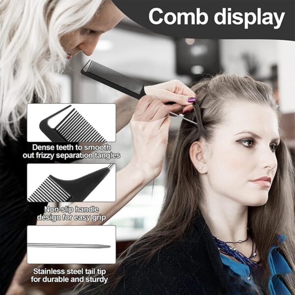 SWEET VIEW 4 Pcs Hair Styling Brush Set with 1 Pcs Edge Brush 1 Pcs Bristle Hair Brush 1 Pcs Rat Tail Comb 1 Pcs Wide Tooth Comb, Hair Comb Set for Slick Baby Hair and Flyaways - Black - Image 4