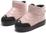 Toddler Boys Girls Snow Boots Baby Boy Fall Warm F𝘂r Lined Boots Winter Wa𝘁erproof Outdoor Ankle Booties Non Slip Shoes for Baby Toddler School Classic 𝗢xford Boots (Pink, 3 Big Kids) - Image 3