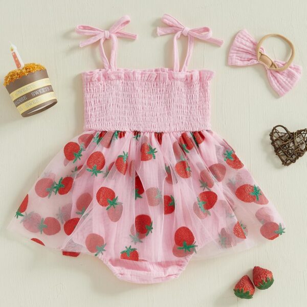 ZZLBUF Baby Girl Summer Clothes 1st Birthday Outfits Infant Cute Sleeveless Tulle Tutu Romper Dress with Headband - Image 7