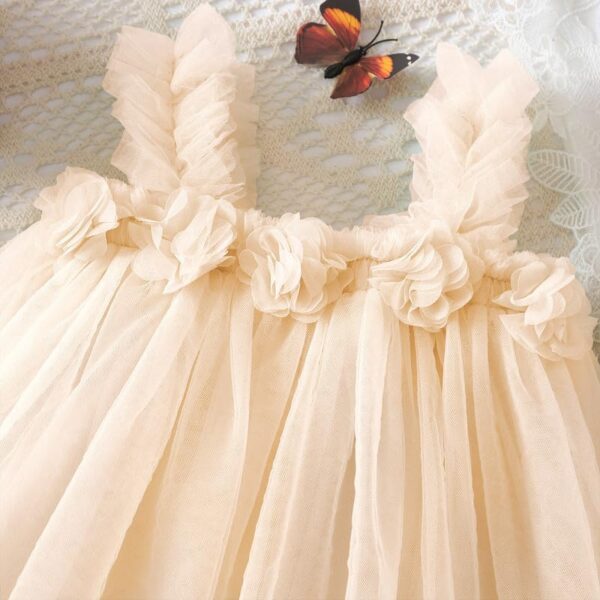JiAmy Toddler Girl Tulle Dress Princess Casual Summer Strap Flower Sundress Mesh Sleeveless Kids Baby Dresses for Age 2-6 - Image 4