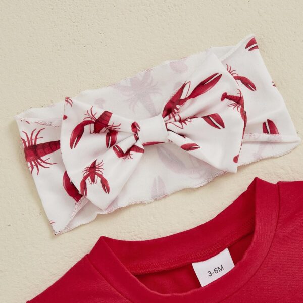 Barbotimer Baby Girl Crayfish Boil Tassel Shirt Retro Lobster Bloomer Shorts Headband Bummies Bow Set Cute 3Pcs Summer Clothes - Image 4