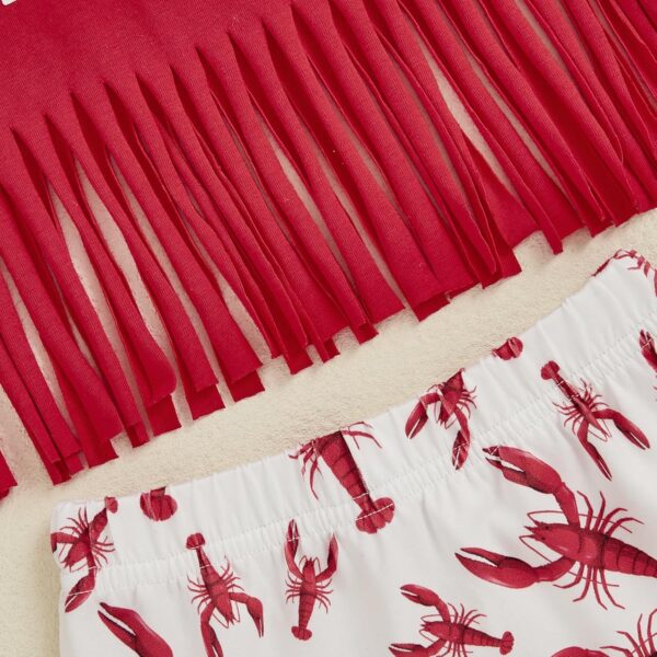 Barbotimer Baby Girl Crayfish Boil Tassel Shirt Retro Lobster Bloomer Shorts Headband Bummies Bow Set Cute 3Pcs Summer Clothes - Image 7