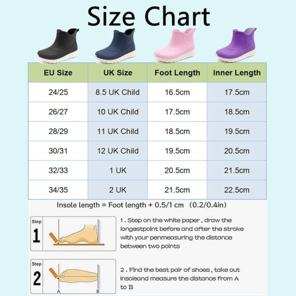 Lvptsh Kids Wellies Rain Boots Boys Girls Chelsea Booties Unisex Toddler Children Wellington Boots - Image 2