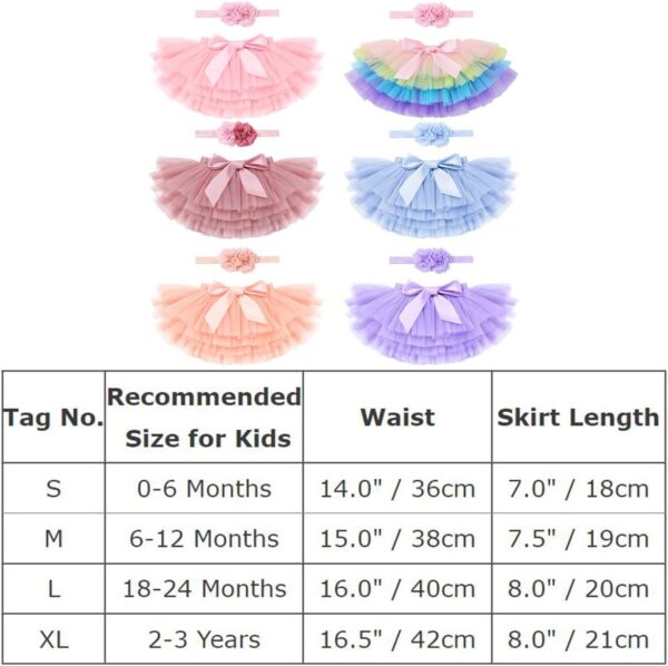 Toddler Infant Baby Girls Tutu Dress Ruffle Tulle Skirt Layered Bloomers Diaper Cover with Flower Headband 2pcs Birthday Party Outfit for Photography Props - Image 4