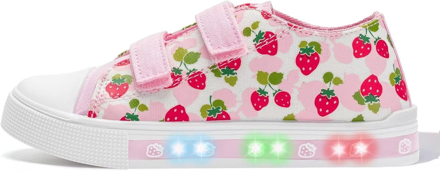 1744565533_61wZavwVhSL._AC_SL1500_.jpg EUXTERPA Boys Girls Light Up Trainers Kids Summer Canvas Pumps Toddler Outdoor Indoor Walking Shoes with Dual Hook and Loops - Image 1