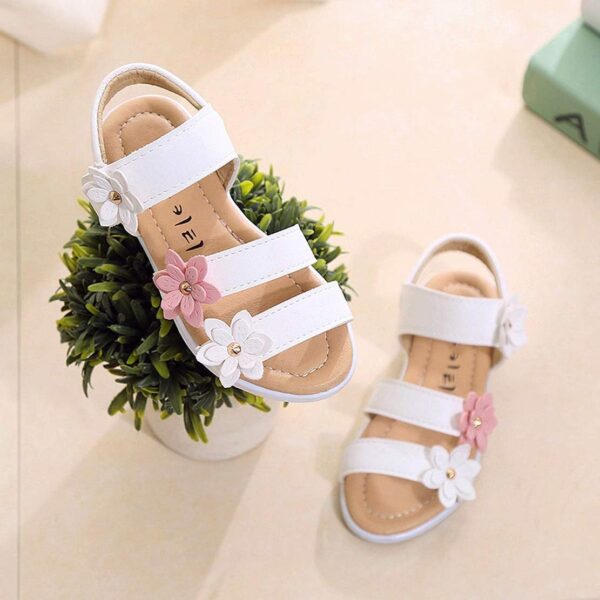 QZBAOSHU Girls Sandals with Pearls Flowers Leather Shoes Sandals for Little Girls - Image 4