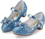 Lanivic Girls Princess Shoes Sequins Sweet Bows High Heels Wedding Party Dress Shoes Dance Bright Diamond Cosplay Christmas Festival Shoes Pink Blue Purple Gold Silver - Image 7