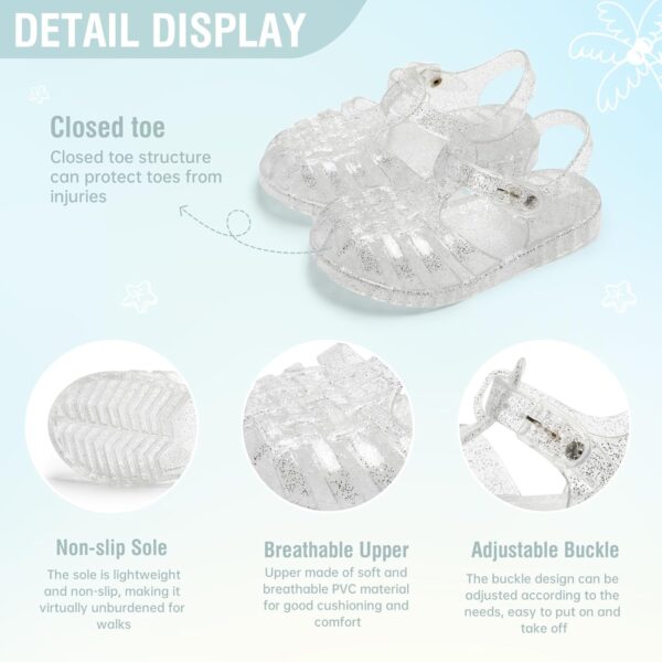 CENCIRILY Toddler Girls Jelly Sandals Soft Rubber Sole Closed Toe Glitter Sparkle Summer Beach Holiday Princess Dress Up Shoes - Image 3