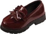 VaiKanhai Girls' Slip-On Leather Loafer Tassel Bow School for Girls Children's Shoes Princess Shoes Non-Slip Soft Sole Dance Shoes Casual Shoes Sports Shoes Baby Shoes Trainers Baby Shoes, Wine Red,