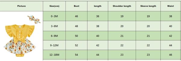 XIXIMAON Toddler Baby Girl Summer Outfit Sunflower Butterfly Print Ruffled Flying Sleeve Shirt Ribbed Romper Dress Bow Headband Newborn Clothes Girls - Image 7