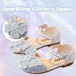 VTASQ Girl Sandals Glitter Princess Shoes Dress Up Bling Bowknot Flats Comfort Mary Jane Dance Party Cosplay Shoe for Little Girls - Image 2