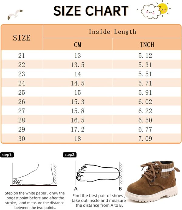 FEOYA Toddler Baby Boys Girls British Style Ankle Boots Suede Snow Boots Fur Lined Warm Shoe Lace Up Boots Shoes - Image 6