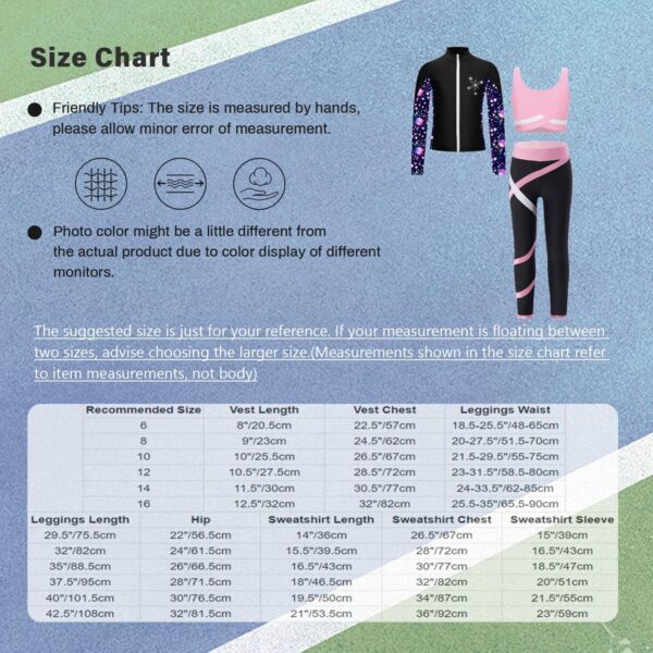 iEFiEL 3Pcs Kids Girls Sports Outfits Sleeveless Crop Top with Athletic Leggings and Long Sleeve Jacket Set Tracksuit - Image 6