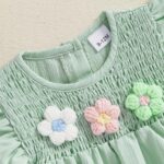 Baby Girl Summer Clothes 3D Flower Embroidery Smocked Tunic Top Casual Shorts Set 2Pcs Toddler Summer Outfit 9M-4Y - Image 4